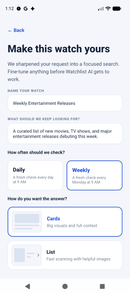 Watchlist AI アプリ - 新規作成